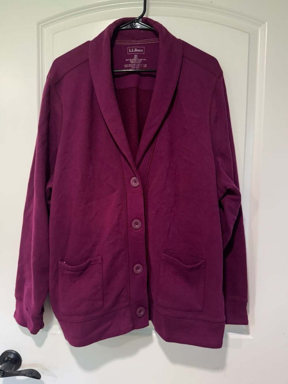 L.L.Bean Plum Shawl Collar Cardigan Button Front Cozy Cottagecore Women’s 3X